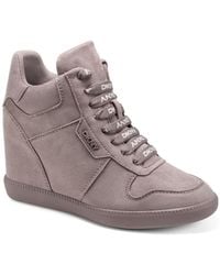 DKNY - Sereina Lace-up Wedge Sneakers - Lyst