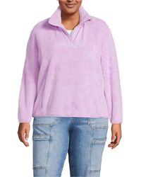 Lands' End - Plus Size Half Zip Cozy High Pile Fleece Pullover - Lyst