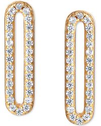 Giani Bernini Cubic Zirconia Paperclip Link Stud Earrings, Created For Macy's - Metallic