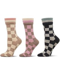 Memoi - 3 Pair Pack Checkmate Triple Cuff Crew Socks - Lyst