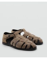 Mango - Suede Leather Fisherman Sandals - Lyst