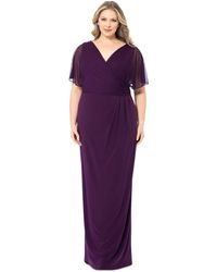 Betsy & Adam - Plus Size Draped-back Flutter-sleeve Gown - Lyst