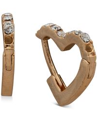 Lonna & Lilly Gold-tone Pavé Heart Small Huggie Hoop Earrings, .5" - White