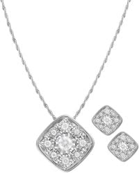 Macy's - 2-pc. Set Diamond Square Cluster Pendant Necklace & Matching Stud Earrings (3/8 Ct. T.w. - Lyst