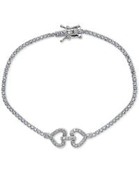 Giani Bernini - Cubic Zirconia Double Heart Tennis Bracelet In Sterling Silver, Created For Macy's - Lyst