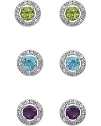 Macy's - 3-pc. -stone Stud Earrings Set (2.60 Ct. T.w.)in Sterling Silver - Lyst