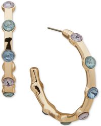 Anne Klein - Gold-tone Medium Color Stone C-hoop Earrings - Lyst