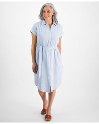 Style & Co. - Petite Striped Cotton Camp Shirt Dress - Lyst