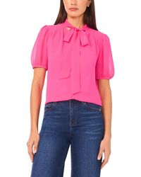 Cece - Short-sleeve Bow Tie Top - Lyst