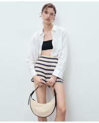Mango - Striped Crochet Shorts - Lyst