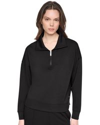 DKNY - Mock-neck Half-zip Stretch-scuba Sweatshirt - Lyst