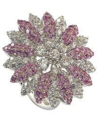 SUZY LEVIAN NEW YORK - Sapphire & Lab-grown White Sapphire Flower Ring - Lyst
