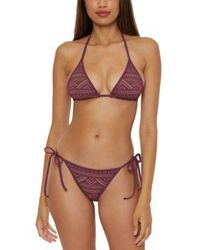Becca - Color Play Crochet Triangle Bikini Top Side Tie Bottoms - Lyst