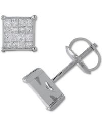 Macy's - Diamond Princess Cluster Stud Earrings (1/2 Ct. T.w. - Lyst