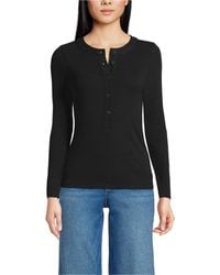 Lands' End - Drapey Rib Fitted Long Sleeve Henley T-shirt - Lyst