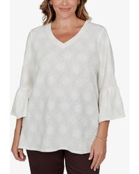 Ruby Rd. - Plus Size V-neck Floral Bell-sleeve Blouse - Lyst