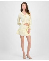 Guess - Long Sleeve Button Front Shaelo Top Shaelo Gauze Mini Skirt - Lyst