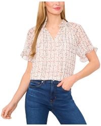 Cece - Floral-print Ruffled Top - Lyst