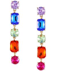 Guess - Gold-tone Rainbow Mixed Crystal Linear Drop Earrings - Lyst