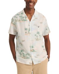 Nautica - Tropical Print Short Sleeve Button-front Camp Shirt - Lyst