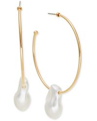 INC International Concepts - Gold-tone Baroque Imitation Pearl Charm C-hoop Earrings - Lyst