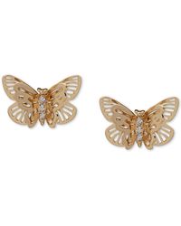 Lonna & Lilly Gold-tone Filigree Butterfly Stud Earrings - White