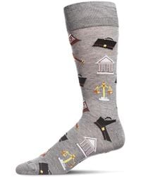 Memoi - Law And Order Heathered Rayon From Bamboo Novelty Crew Socks - Lyst