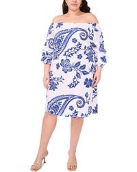 Msk - Plus Size Cotton Off-the-shoulder Shift Dress - Lyst