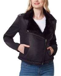 Jessica Simpson Finley Faux-fur Trim Denim Moto Jacket - Blue