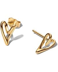 PANDORA - Organically Shaped Heart Stud Earrings - Lyst