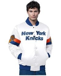 Starter - White New York Knicks Triple Option Varsity Full-snap Satin Jacket - Lyst