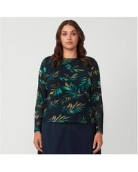 Estelle - Plus Size Foliage Whisper Black Mesh Leaf Long Sleeve Top - Lyst