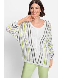 Olsen - Linen Blend Dolman Sleeve Open Knit Sweater - Lyst