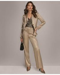 Donna Karan - Metallic One Button Blazer Novelty Straight Leg Mid Rise Pants - Lyst