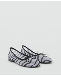 Mango - Animal Print Mesh Ballerina Flats - Lyst