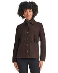 Jones New York - Fringe Suede Patch Long Sleeve Jacket Pxs Xl - Lyst