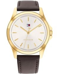 Tommy Hilfiger - Quartz Dark Brown Leather Strap Watch - Lyst