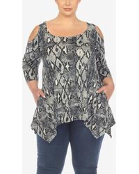 White Mark - Plus Size Snake Print Cold Shoulder Tunic Top - Lyst