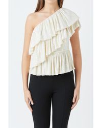 Endless Rose - Sequins One Shoulder Ruffle Top - Lyst