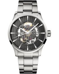 MIDO - Swiss Automatic Multifort Skeleton Vertigo Stainless Steel Bracelet Watch 42mm - Lyst