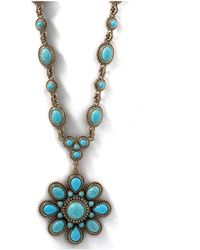 Jessica Simpson - Large Turquoise Stone Flower Necklace - Lyst