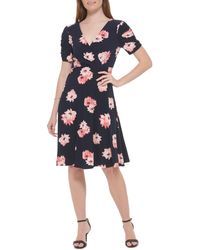 Tommy Hilfiger - Petite Floral-print Ruched-sleeve Dress - Lyst
