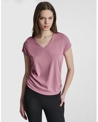 DKNY - Ruched Side Seams V-neck Tech T-shirt - Lyst