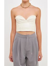 Grey Lab - Cropped Leather Bustier Top - Lyst