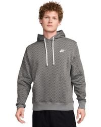 Shops Nike Club Fleece Swoosh All Over Print Black Hoodie