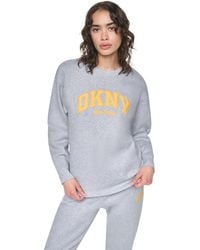 DKNY - Varsity Puff Logo Crewneck Sweatshirt - Lyst