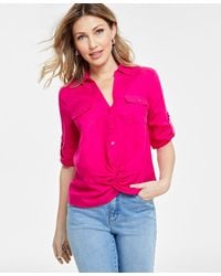 INC International Concepts - Linen Twist-hem Blouse - Lyst