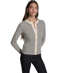 DKNY - Striped Button-front Cardigan - Lyst