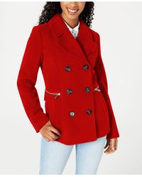 Maralyn & Me Juniors' Double-breasted Peacoat, Created For Macy's - Red
