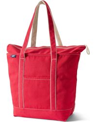 Lands' End - Large Solid Color 5 Pocket Zip Top Long Handle Canvas Tote Bag - Lyst